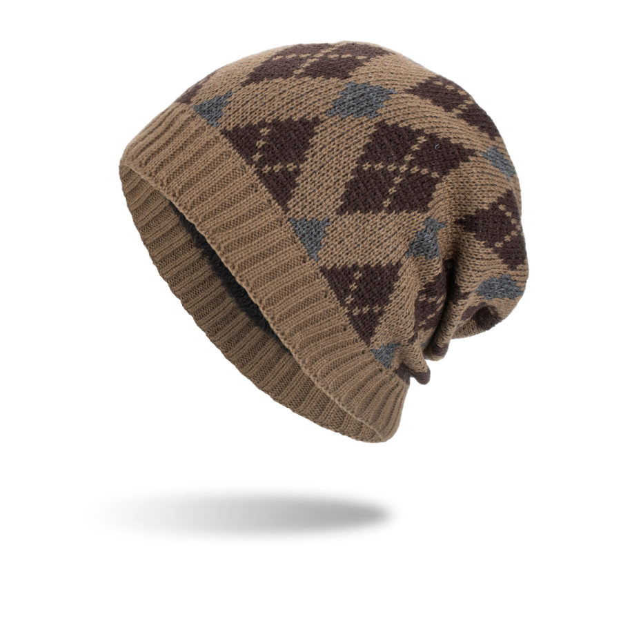 Three-Color Diamond Knit Hat