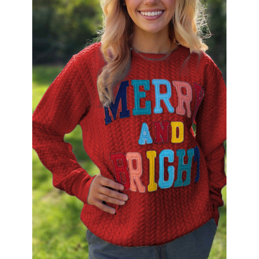 Buntes Mit Buchstaben Bedrucktes Langarm-Strick-Sweatshirt Für Damen