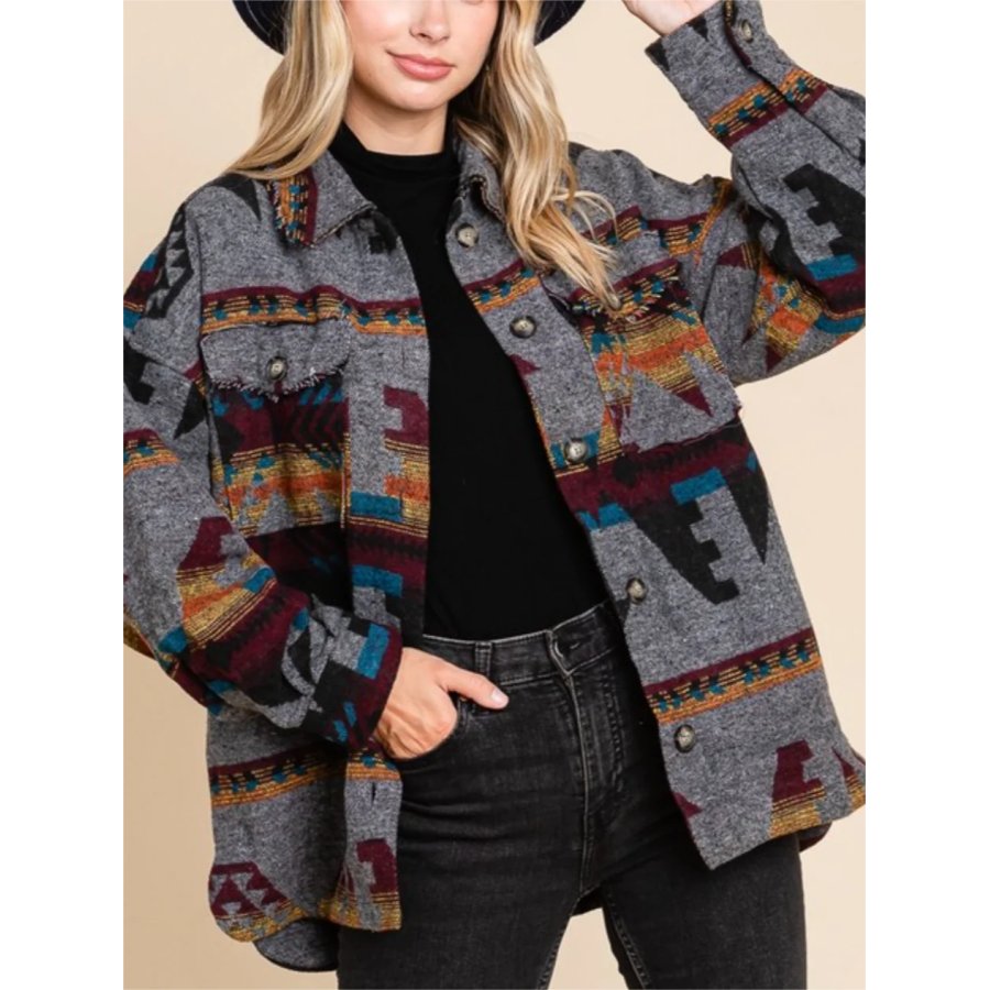 

Women's Aztec Retro Ethnic Style Geometric Woolen Loose Jacket