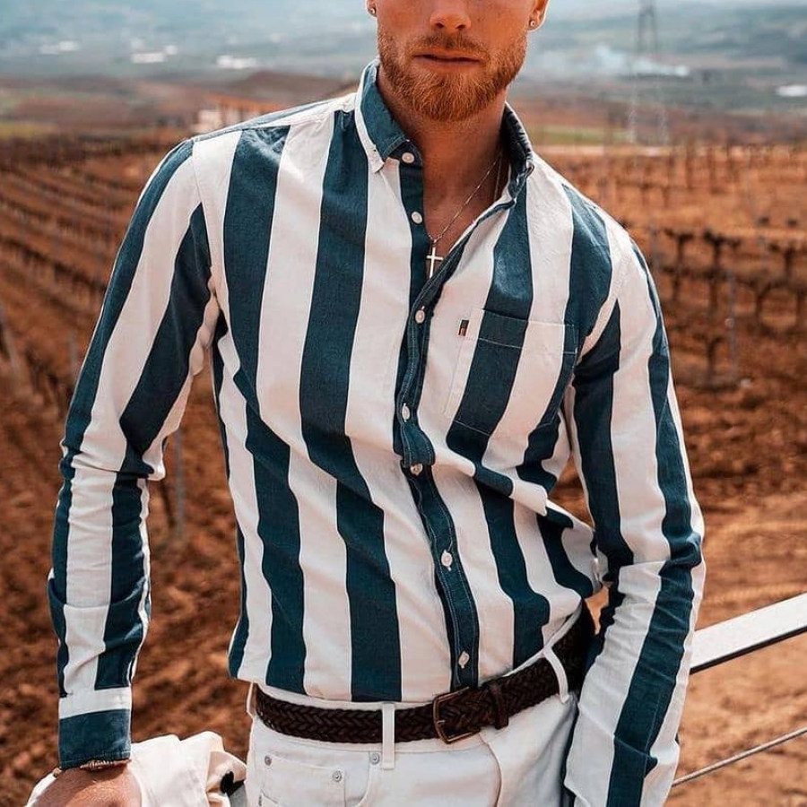 Blue Striped Long Sleeve Shirt