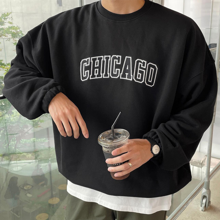 

Свитшот-пуловер с графическим принтом и круглым вырезом
