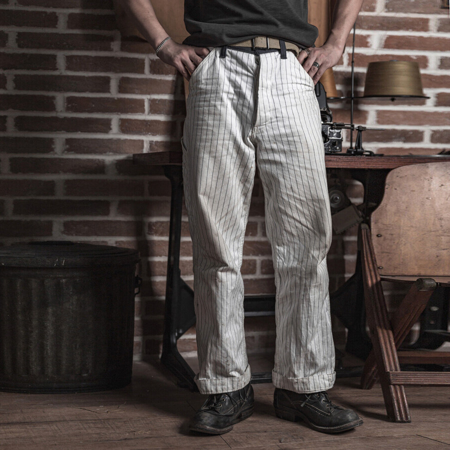 Bronson 1950s Mechanic Work Pants Railroad Carpenter Stripe Trousers Workwear