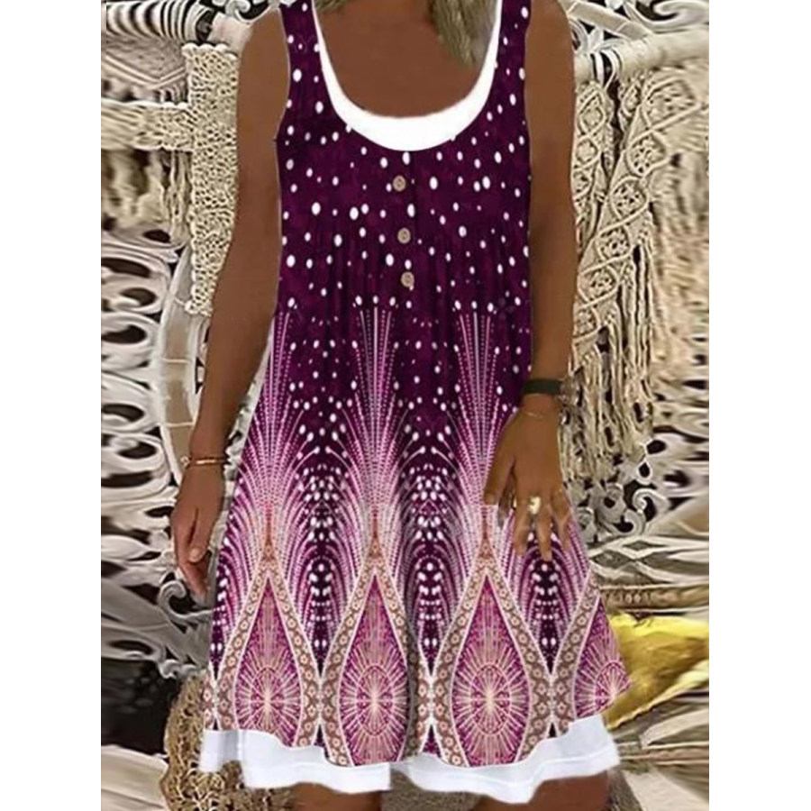 Fake Two-layer Tie-dye Print Sleeveless Dress