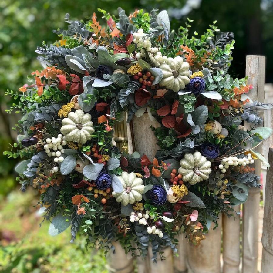 White Pumpkin Buttercup Wreath