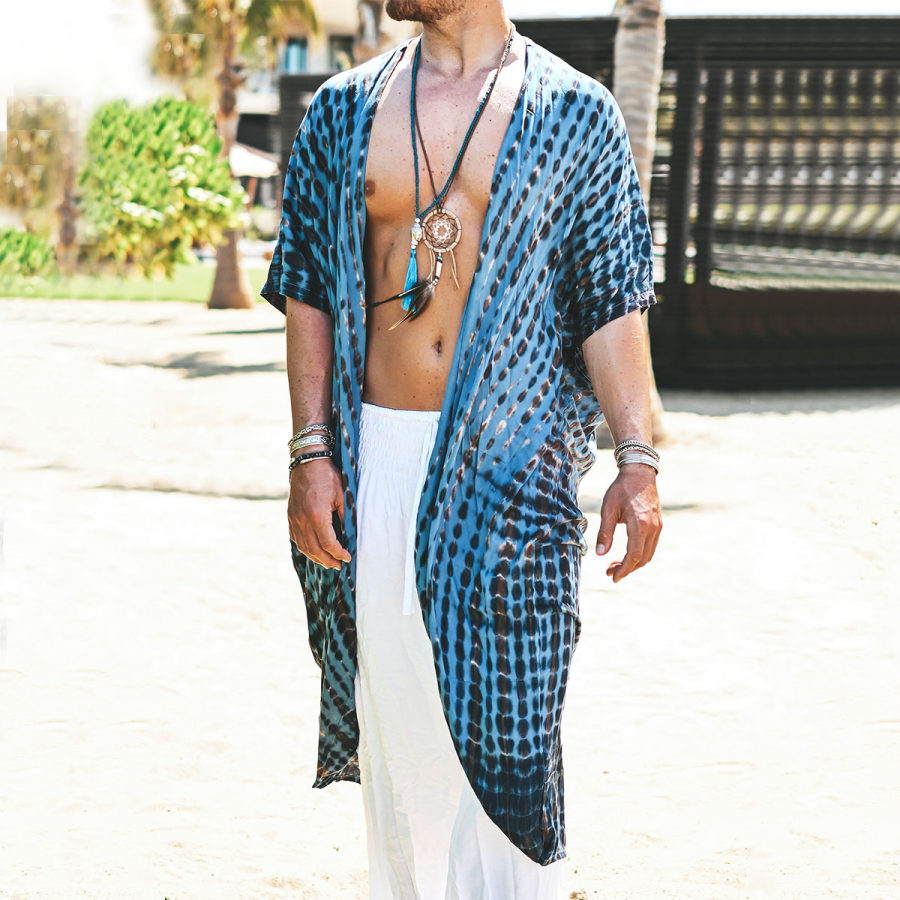 Men's Bohemian Hippie Linen Holiday Cardigan