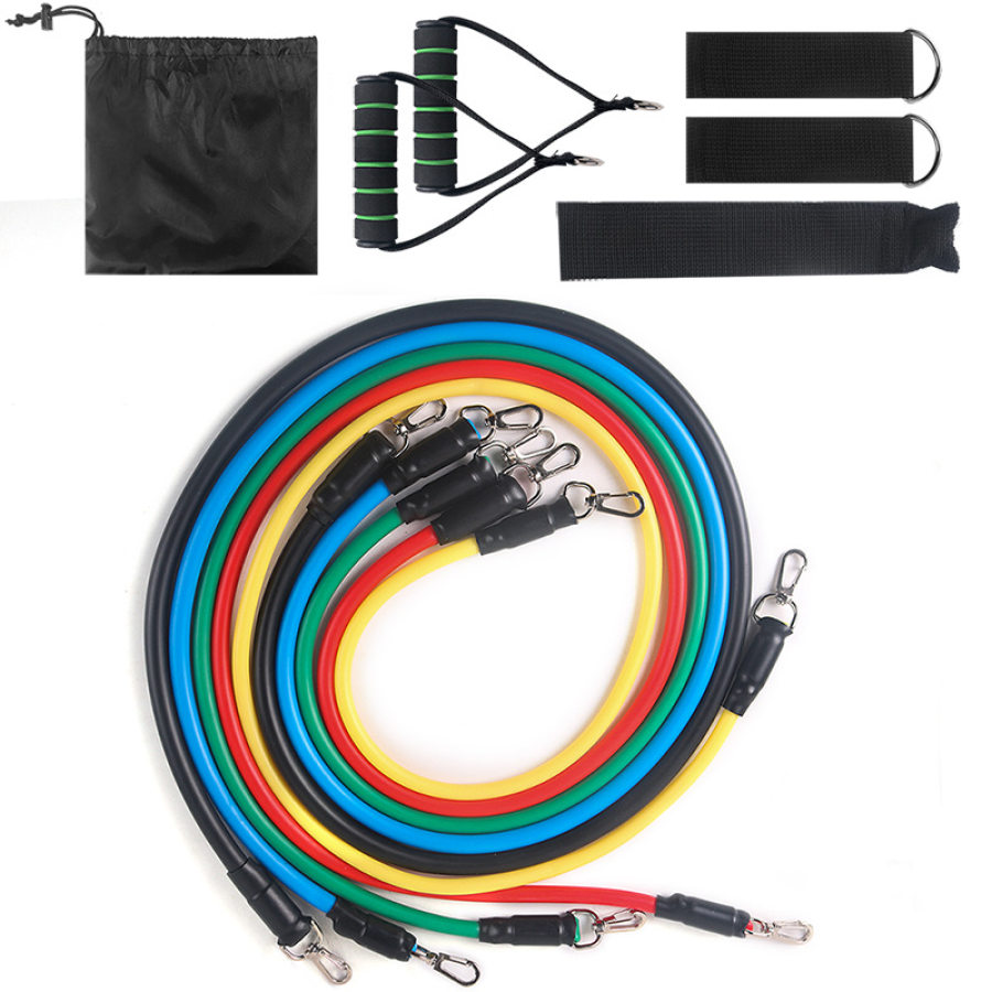 Fitness resistance band pull rope elastic rope strength training five-color 11-piece