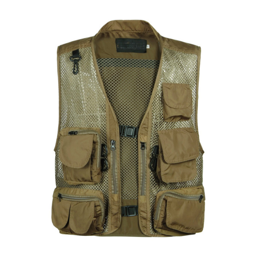Men's outdoor sports multi-pocket mesh tactical vest