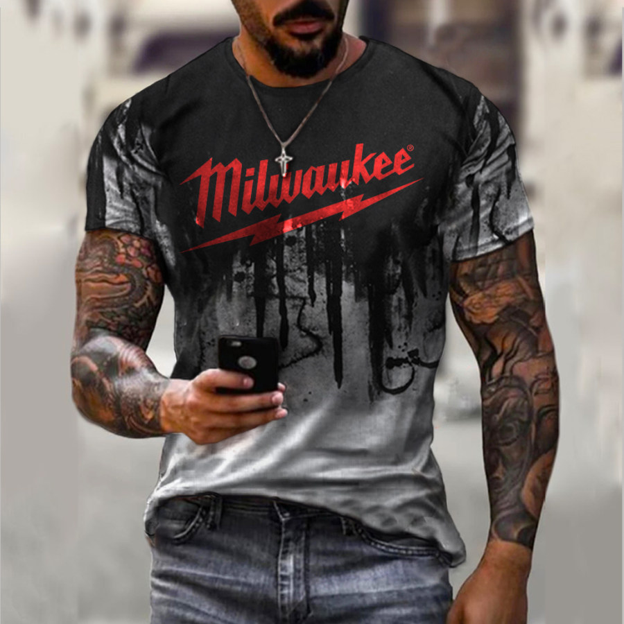 Men's Retro Print Short-sleeved T-shirt