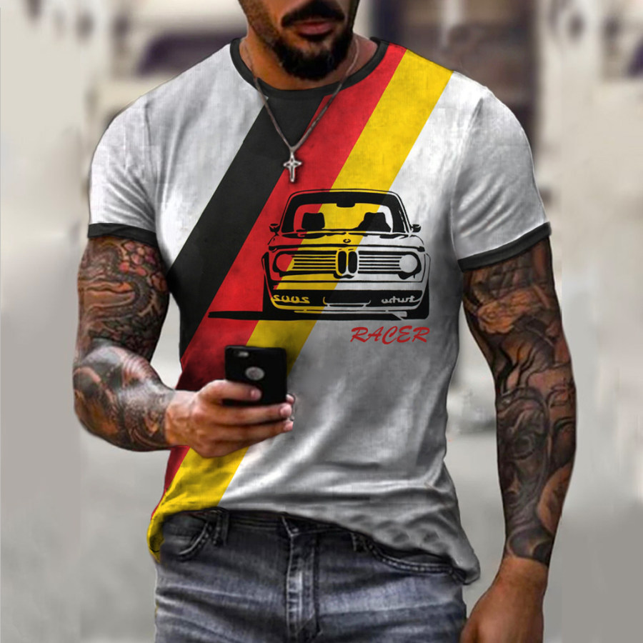 Men's Retro Casual Racing T-shirt