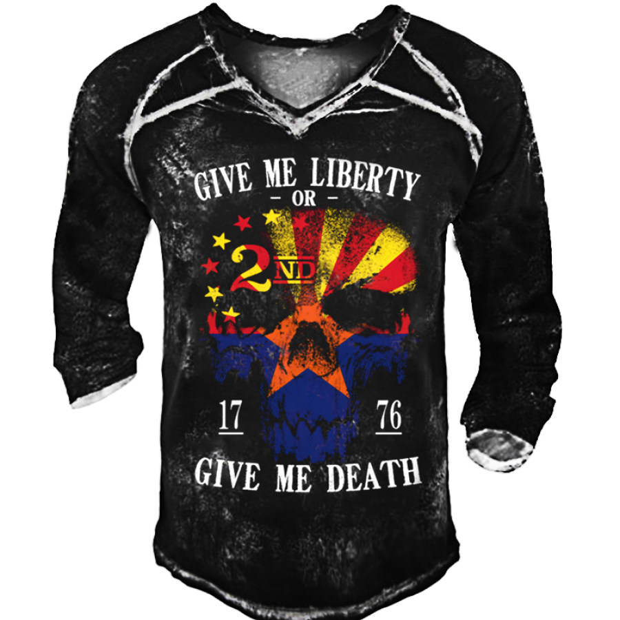Give Me Liberty Print Men's Outdoor Retro T-Shirt