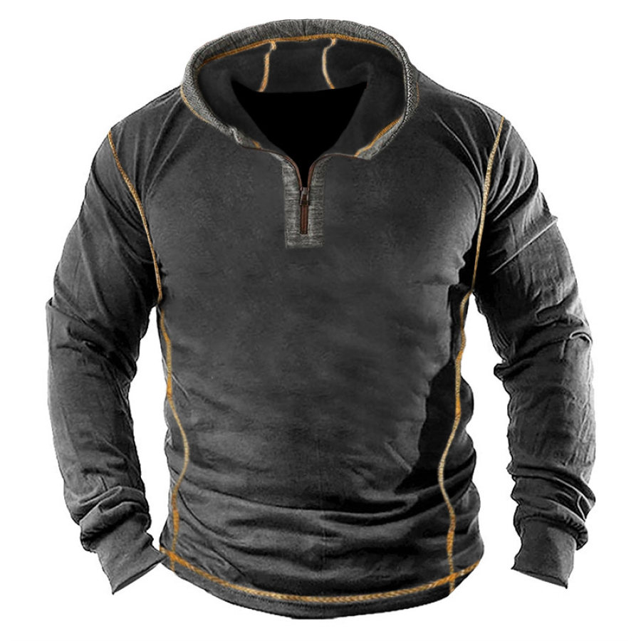 Men's Outdoor Tactical Zip Hooded Long Sleeve T-Shirt
