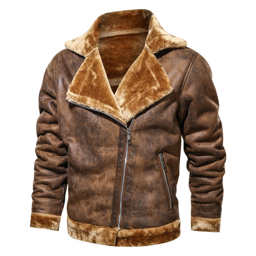 Men's Outdoor Casual Fleece Thick Lapel Leather Jacket 
Men's Outdoor Casual Fleece Thick Lapel Leather Jacket