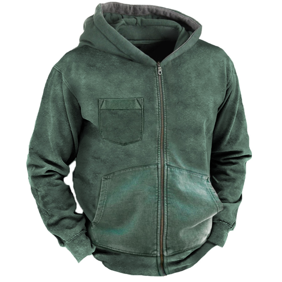 Men's Vintage Distressed Long Sleeve Hooded Sweatshirt Jacket 
Men's Vintage Distressed Long Sleeve Hooded Sweatshirt Jacket