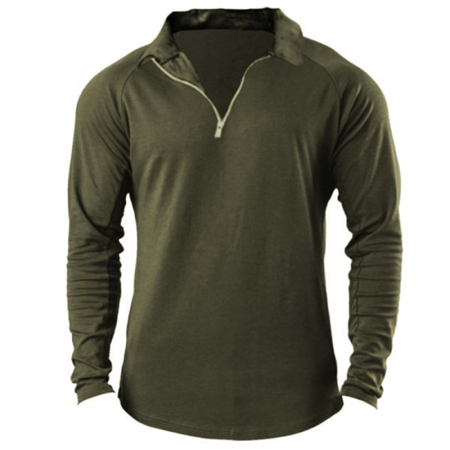 Men's Outdoor Casual Lapel Zipper Printed POLO Shirt