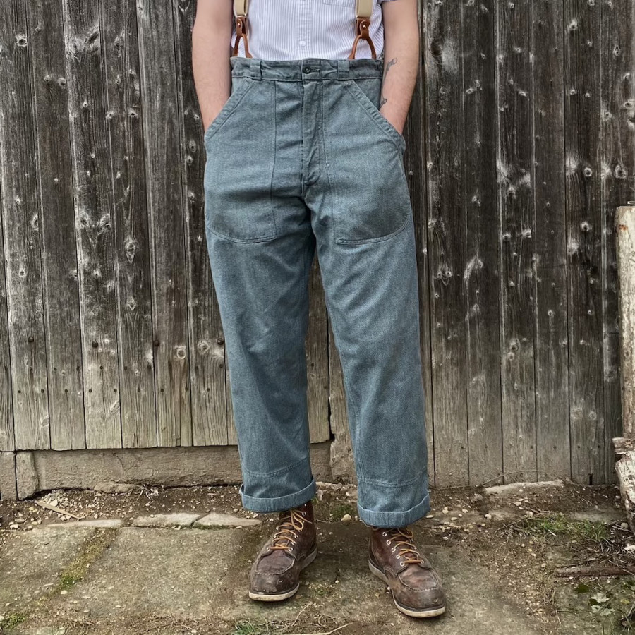 1960s Swiss Prison Army Denim Work Trousers
