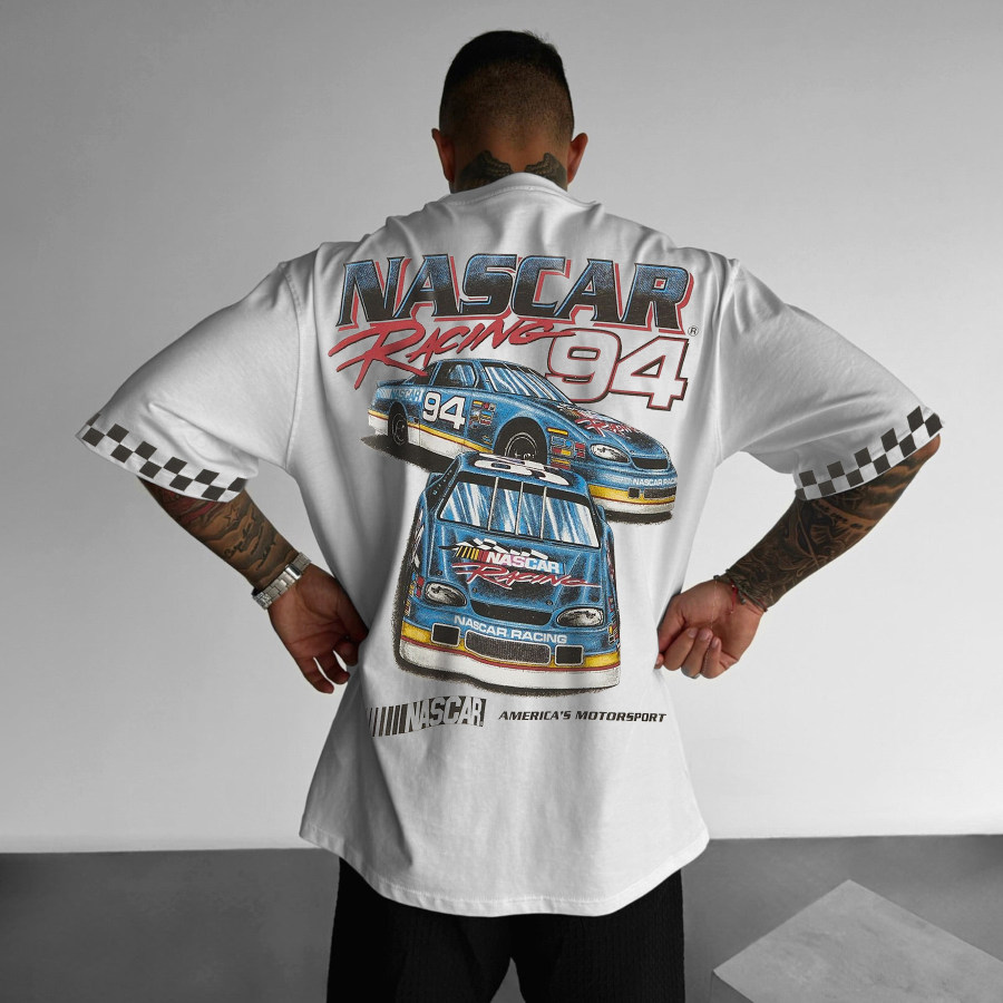 Retro Racing Letter Printed T-shirt