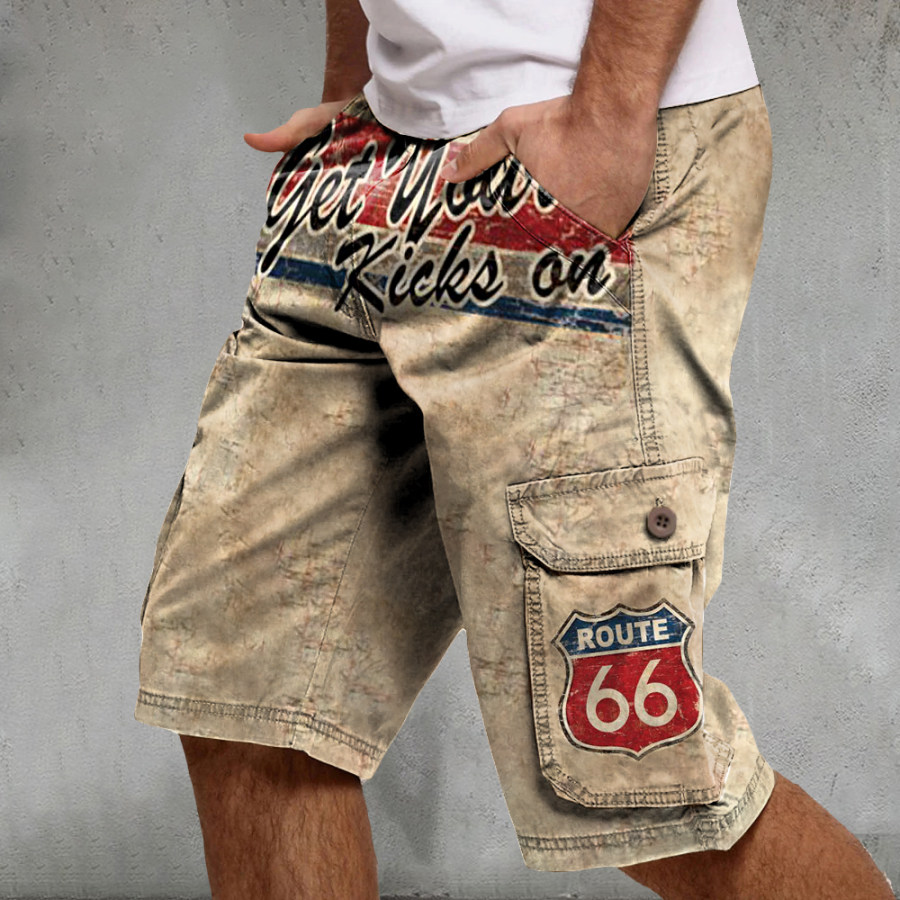 66 road print casual shorts