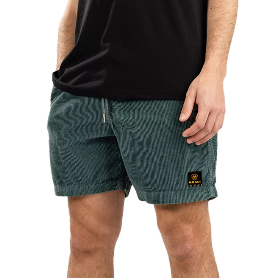Men's Shorts Retro Corduroy Surf Beach Shorts 5 Inch Daily Casual Green