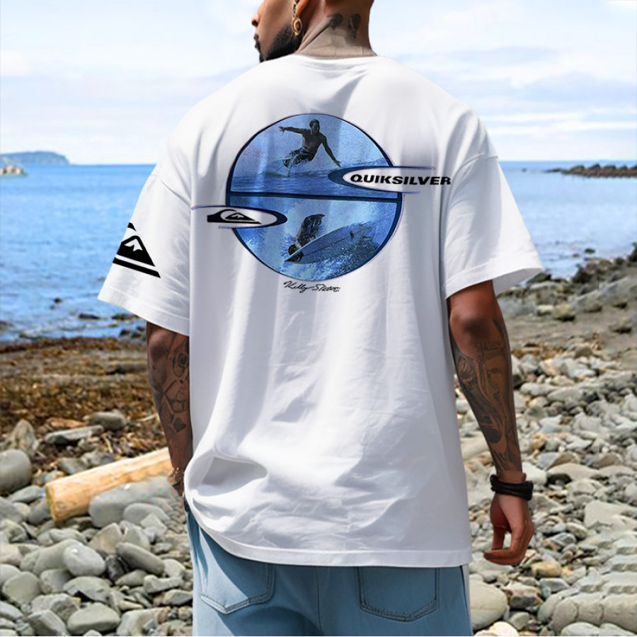 

Мужская свободная футболка большого размера с короткими рукавами Quiksilver Surf Beach