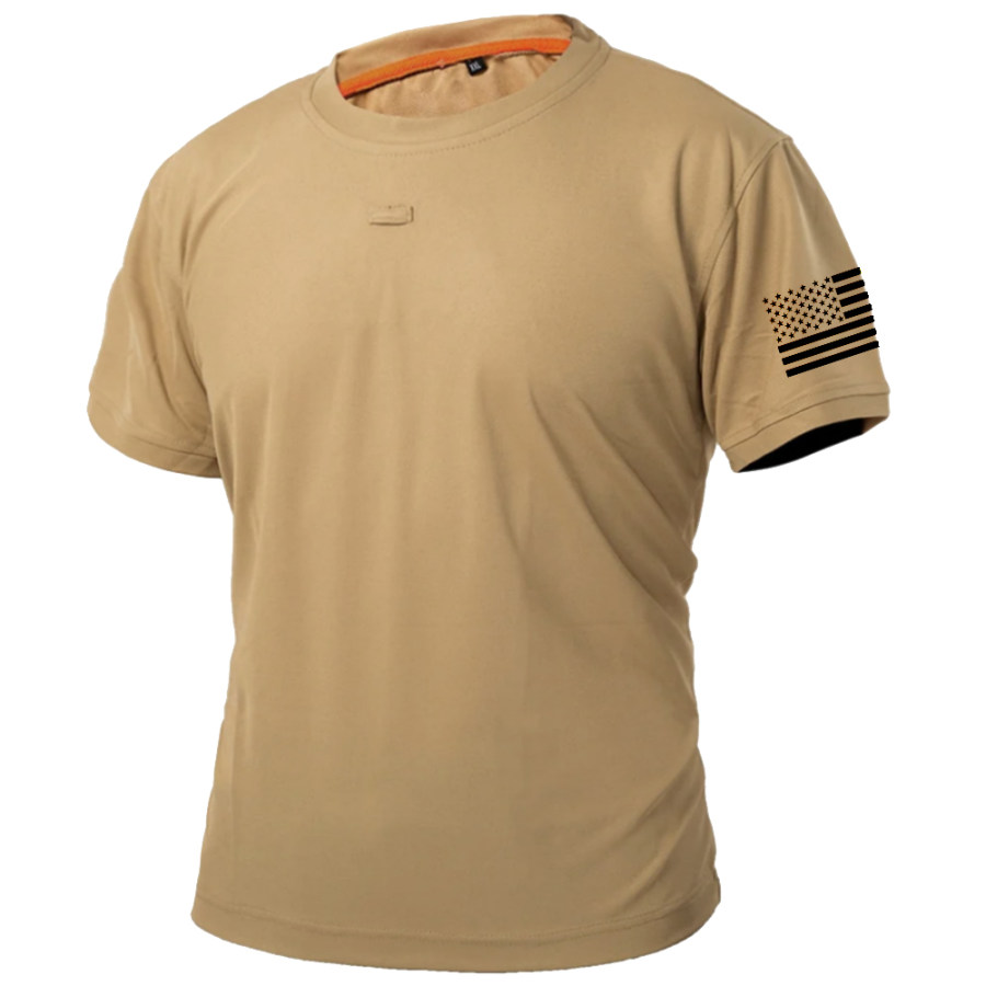Men's Outdoor Tactical American Flag Print T-Shirt