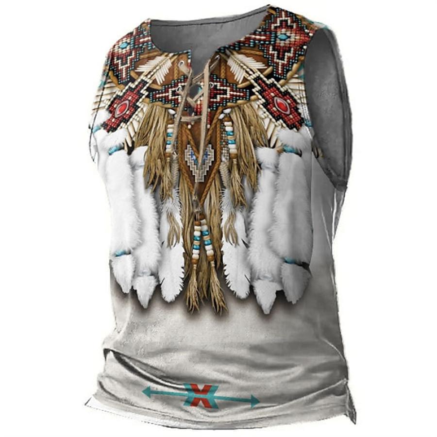 Men's Tank Top Lace-Up Vintage Ethnic Geometric Pattern Sleeveless Summer Daily Tops White
Men's Tank Top Lace-Up Vintage Ethnic Geometric Pattern Sleeveless Summer Daily Tops White