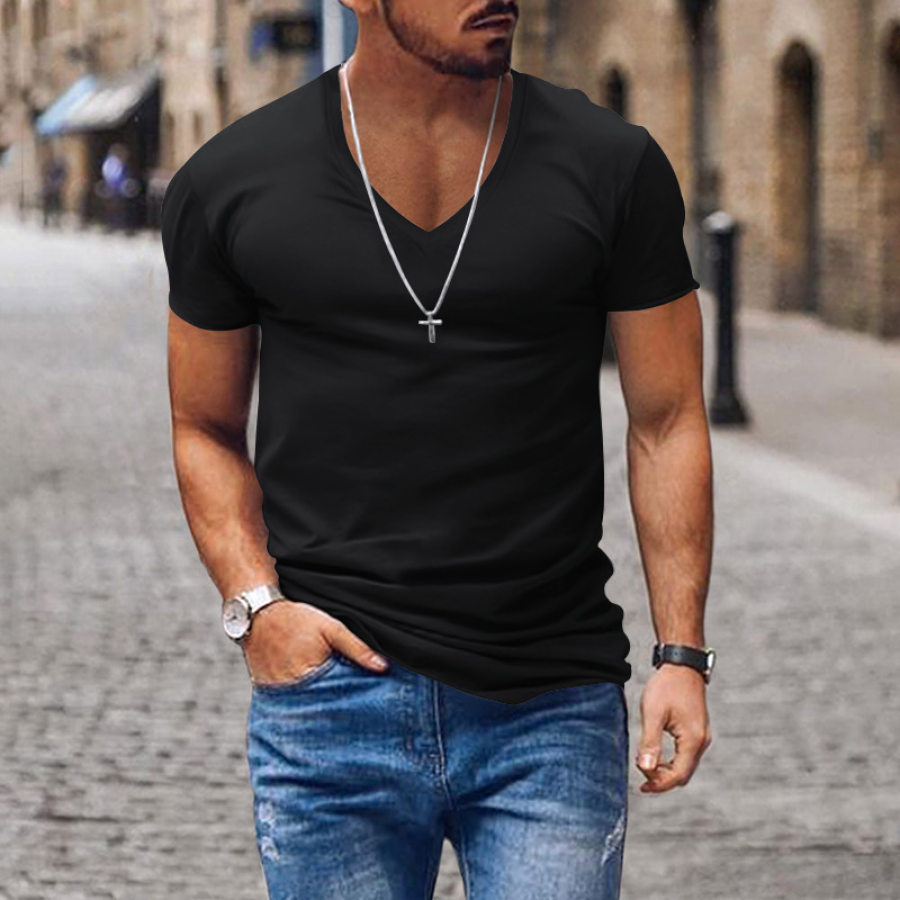 Amazon Cross-border Men's T-shirt European And American Summer Men's Clothing V-neck Solid Color Slim Thin Section Casual T-shirt Short-sleeved Men's Clothing
Amazon Cross-border Men's T-shirt European And American Summer Men's Clothing V-neck Solid Color Slim Thin Section Casual T-shirt Short-sleeved Men's Clothing