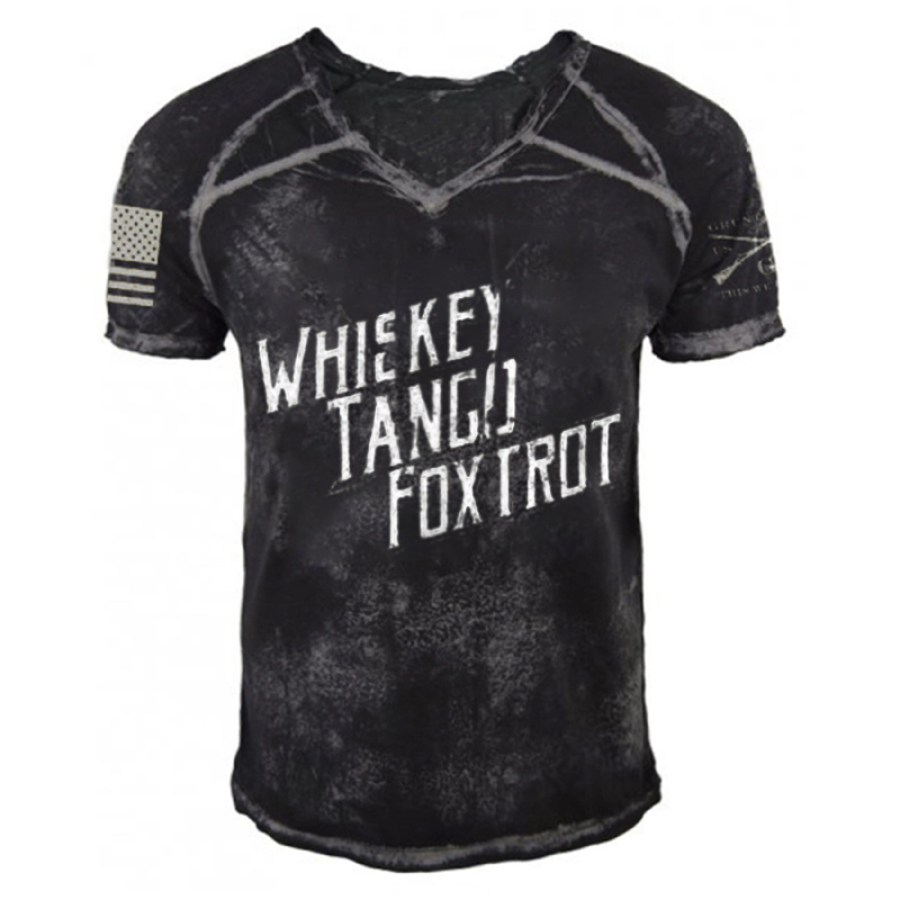 V-neck pullover print short-sleeved T-shirt
V-neck pullover print short-sleeved T-shirt