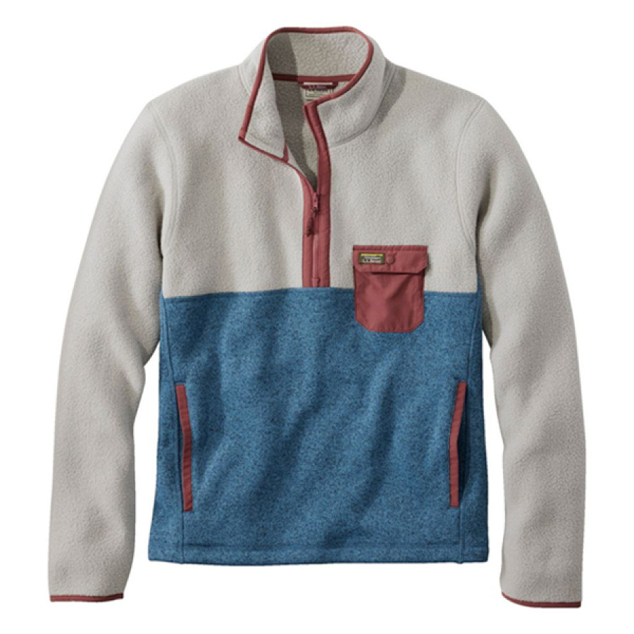 Men's Colorblock Fleece Henry Collar Sweatshirt LLBean Outdor Vintage Pocket Colorblock Pullover Light Blue 
Men's Colorblock Fleece Henry Collar Sweatshirt LLBean Outdor Vintage Pocket Colorblock Pullover Light Blue