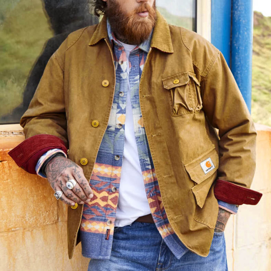 Chaqueta De Hombre Bolsillo Vintage Cuello De Solapa Ropa De Abrigo Al Aire Libre Jengibre
Chaqueta De Hombre Bolsillo Vintage Cuello De Solapa Ropa De Abrigo Al Aire Libre Jengibre