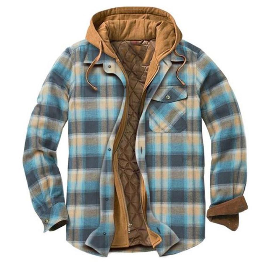 Mens Winter Plaid Thick Casual Jacket
