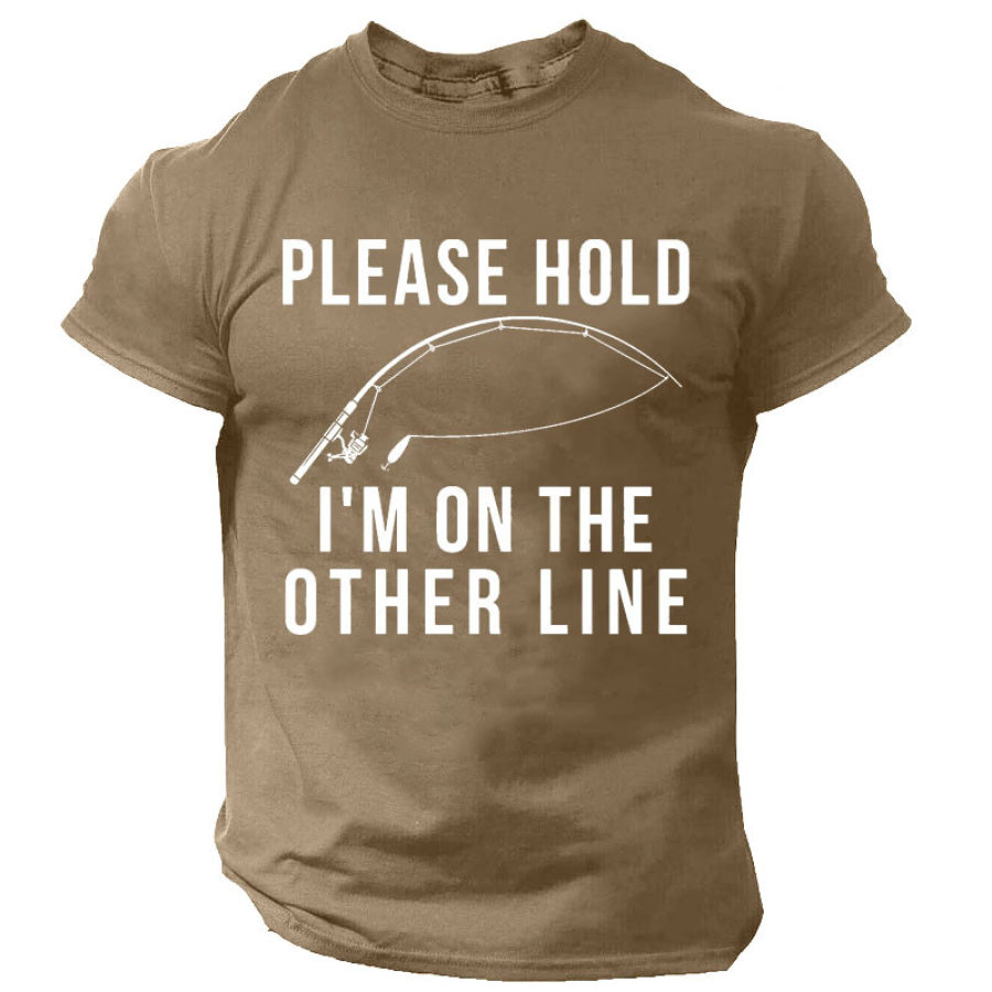 Please Hold I'm On The Other Line Men's Cotton Short Sleeve Crew Neck T-Shirt