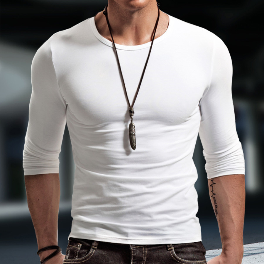 Men's Basic Bottoming Shirt Long-sleeved T-shirt Pure Cotton Inner Build Slim Fit Top
Men's Basic Bottoming Shirt Long-sleeved T-shirt Pure Cotton Inner Build Slim Fit Top