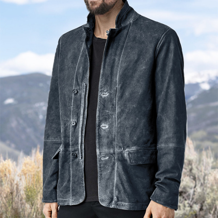 Men's Vintage Distressed Long Sleeve Jacket 
Men's Vintage Distressed Long Sleeve Jacket