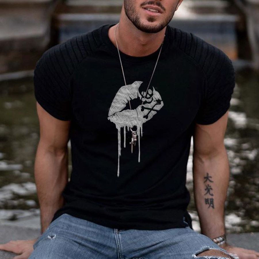 Fashion Casual Lips Print T-shirt