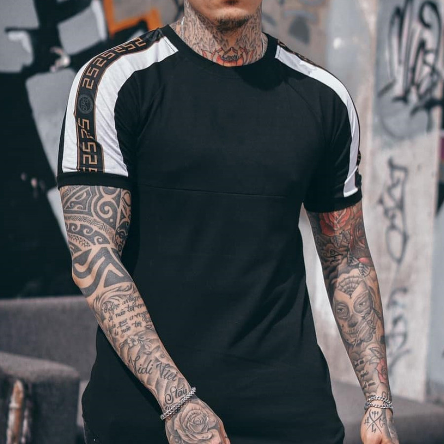 Men's Fashion Patchwork Contrast T-Shirt