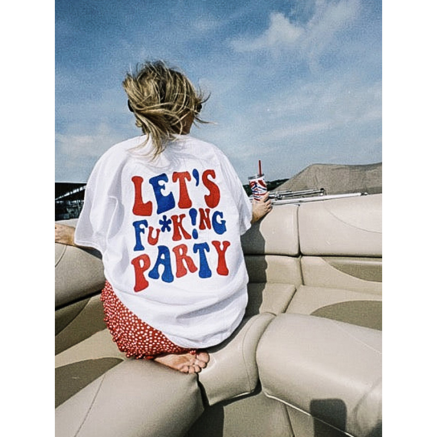 Women's Let's Party Print Oversized T-Shirt
