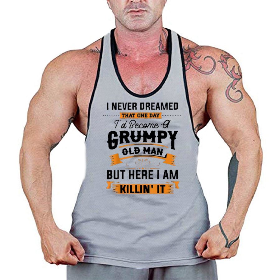 Funny Grumpy Old Man Quick Dry Mesh Men's Top Tank