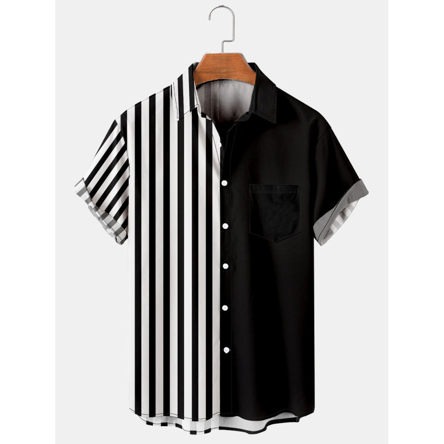 Men's Striped Beach Short Sleeve Shirt