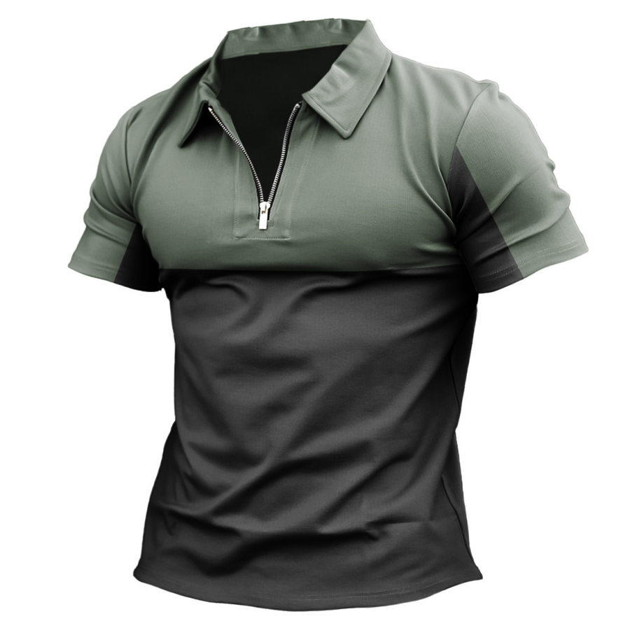 Men's Outdoor Tactical Zip Polo T-Shirt