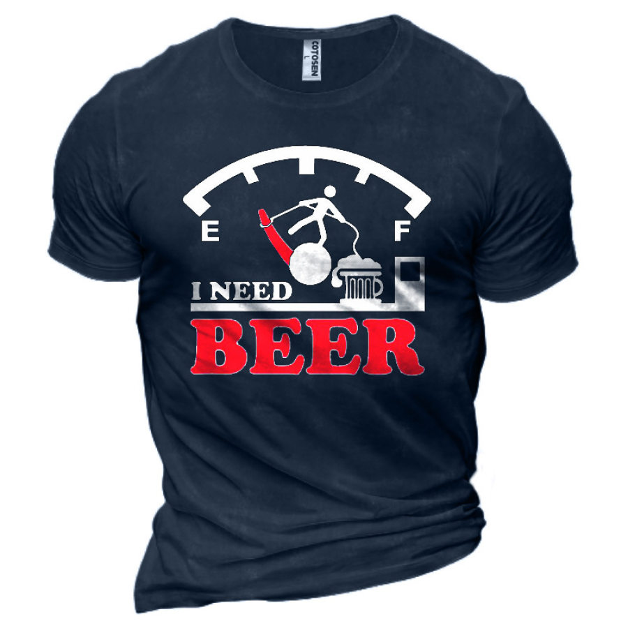 I Need Beer Men's Funny Oktoberfest Graphic Print Cotton T-Shirt