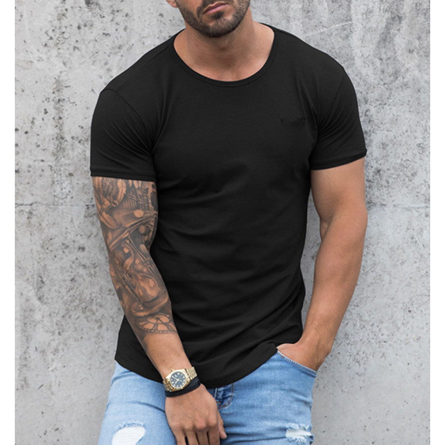Men's Basic Skinny Solid Four Seasons Cotton T-Shirt