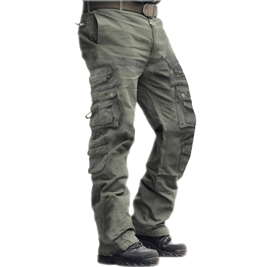 

Мужские уличные тактические штаны с несколькими карманами из потертого хлопка в винтажном стиле