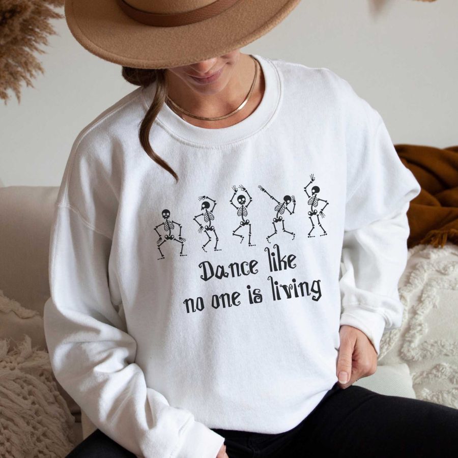 Women's Dancing Like No One Is Living Skeleton Crewneck Sweatshirt