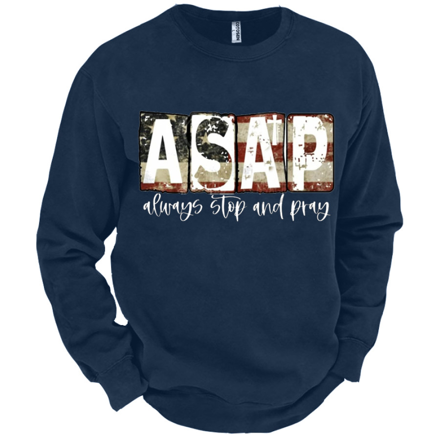 Always Stop And Pray For American Men's American Flag Freedom Military Veteran Graphic Print Sweatshirt
Always Stop And Pray For American Men's American Flag Freedom Military Veteran Graphic Print Sweatshirt