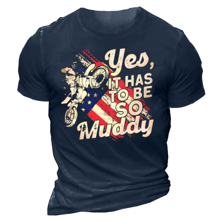 Rider American Flag Dirt Bike Racing Men's T-Shirt