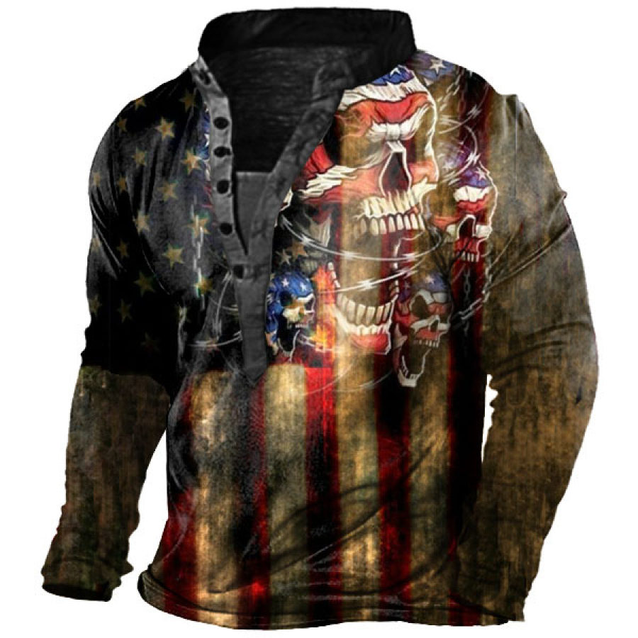 Men's American Flag Henley Shirt
