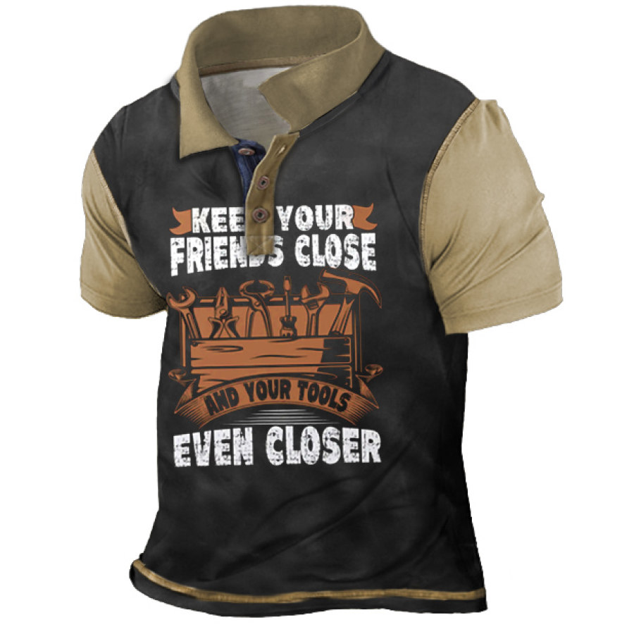Men's Vintage Keep Your Friends Close Even Closer Mechanic Car Guy Print Polo T-Shirt
Men's Vintage Keep Your Friends Close Even Closer Mechanic Car Guy Print Polo T-Shirt