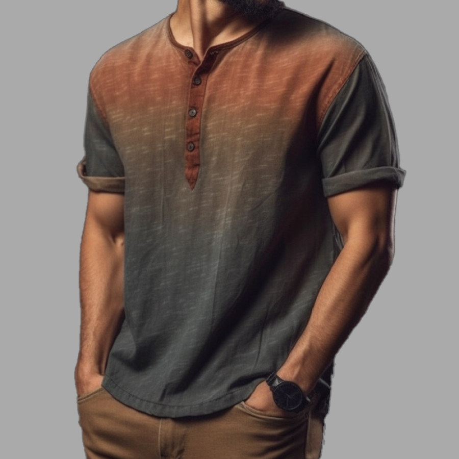 Men's Outdoor Comfortable Breathable Retro Multicolor Gradient Henley Collar Short Sleeve T-Shirt
Men's Outdoor Comfortable Breathable Retro Multicolor Gradient Henley Collar Short Sleeve T-Shirt