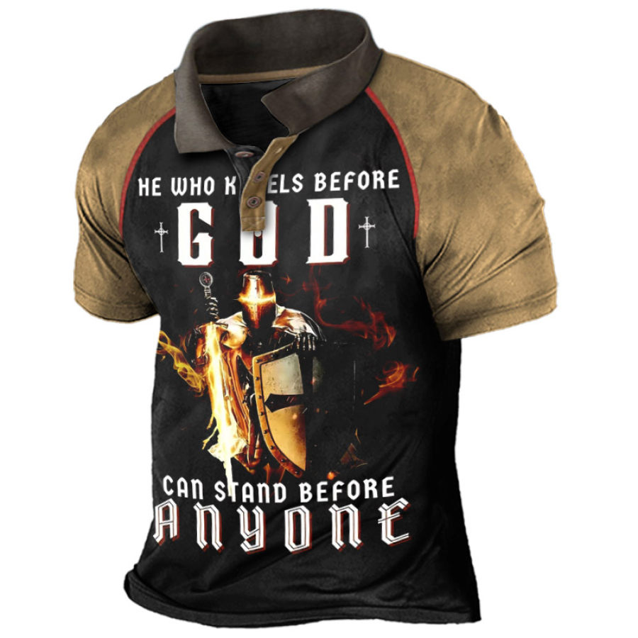 He Who Kneels Before God Can Stand Before Anyone Knight Men's Polo Neck T-Shirt