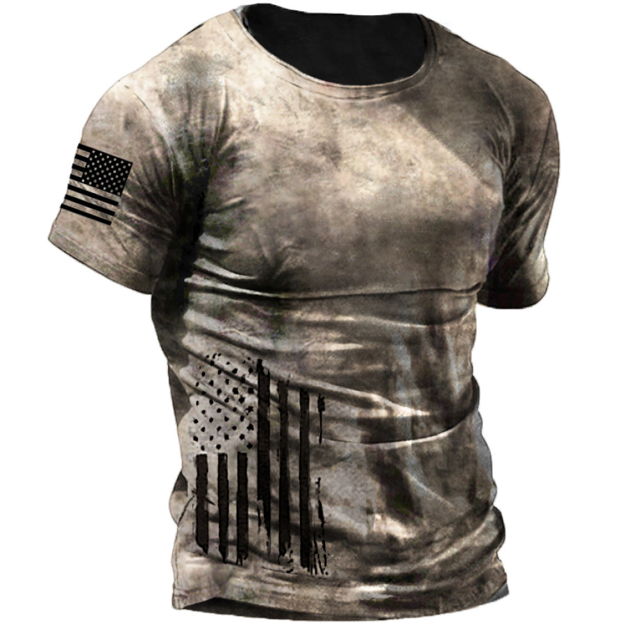 Men's Outdoor American Short Sleeve Cotton Blend T-Shirt